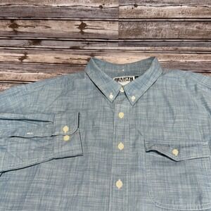 Duluth Trading Co Mens 2XL Tall Blue Relaxed Fit Untucked Button Down Shirt